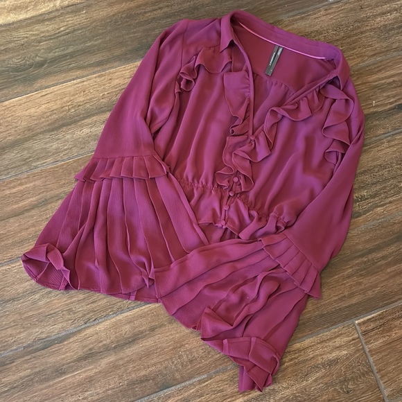 EUC Anthropologie Sheer V-Neck Blouse - Picture 7 of 7